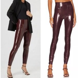 Spanx Faux Patent Leather Leggings in Ruby
